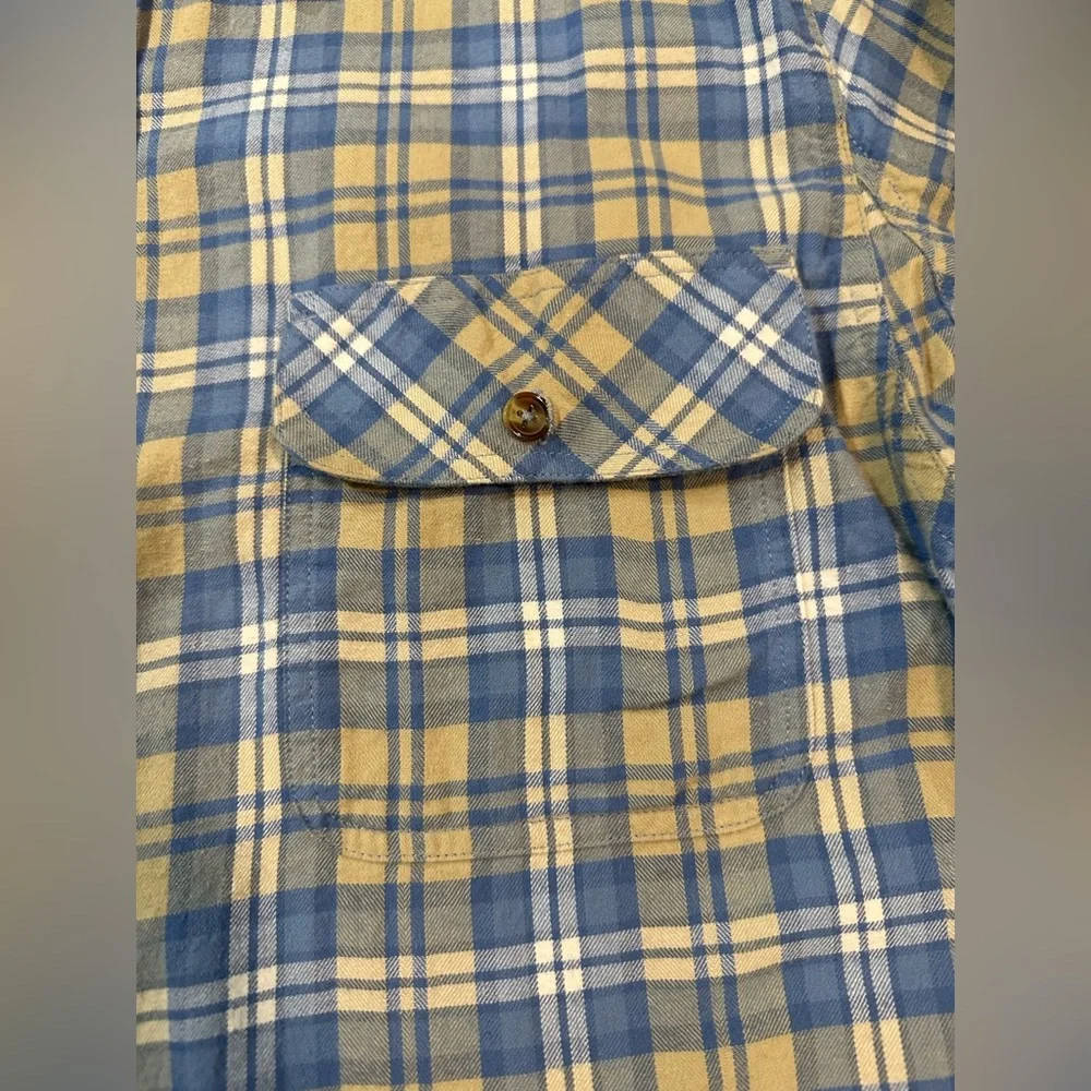 Venado Men’s Flannel Blue Plaid Button Down Shirt Long Sleeve 100% Cotton Large - Picture 6 of 15
